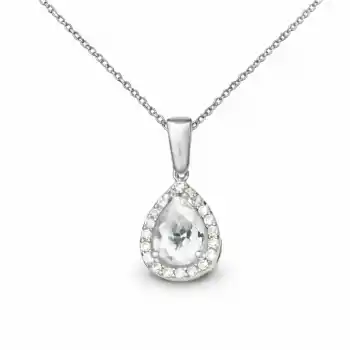 Gümüş Damla Beyaz Zirkon Taşlı Kadın Kolye