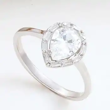 Gümüş Damla Zirkon Taşlı Kadın Yüzük