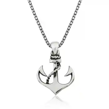 Gümüş Deniz Çapası Erkek Kolye