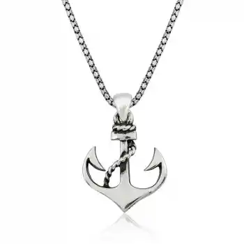 Gümüş Deniz Çapası Erkek Kolye