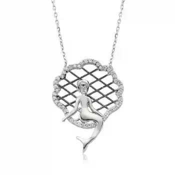 Gümüş Deniz Kızı Bayan Kolye