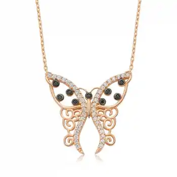 Gümüş Desenli Kelebek Bayan Kolye