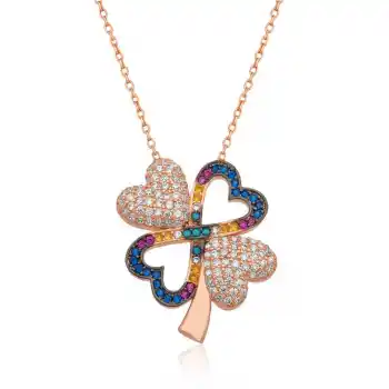 Gümüş Dört Yapraklı Yonca Bayan Kolye