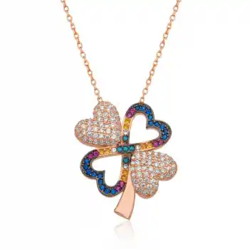 Gümüş Dört Yapraklı Yonca Bayan Kolye