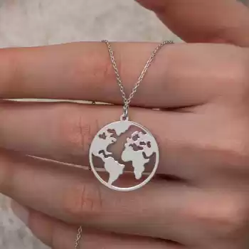Gümüş Dünya Kadın Kolye