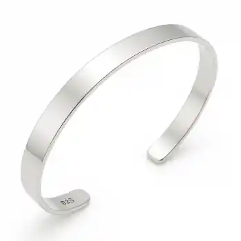 Gümüş Düz Erkek Kelepçe Bilezik