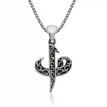 Gümüş Elif Vav Erkek Kolye