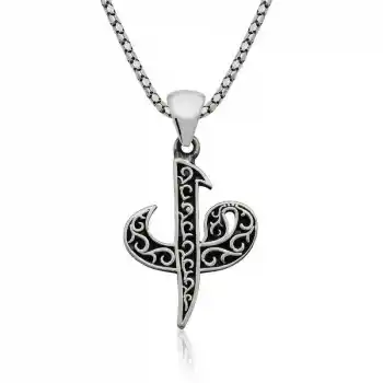 Gümüş Elif Vav Erkek Kolye