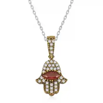 Gümüş Fatma Eli Otantik Bayan Kolye