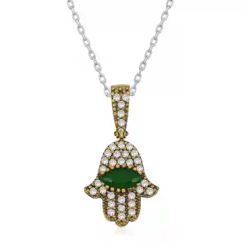 Gümüş Fatma Eli Otantik Bayan Kolye