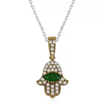 Gümüş Fatma Eli Otantik Bayan Kolye