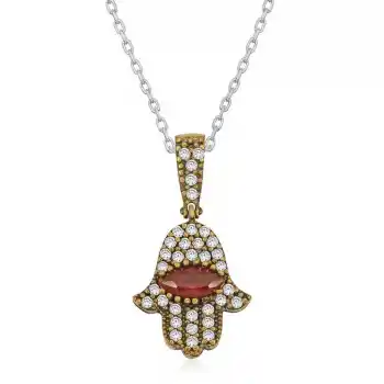 Gümüş Fatma Eli Otantik Bayan Kolye