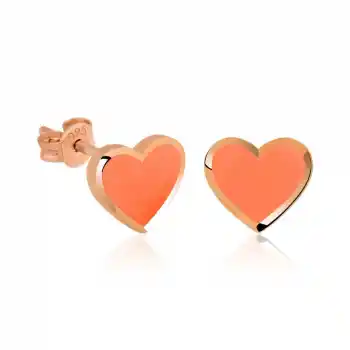 Gümüş Fosforlu Turuncu Kalp Küpe