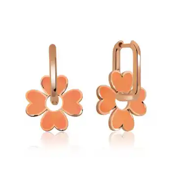 ​Gümüş Fosforlu Turuncu Yonca Küpe