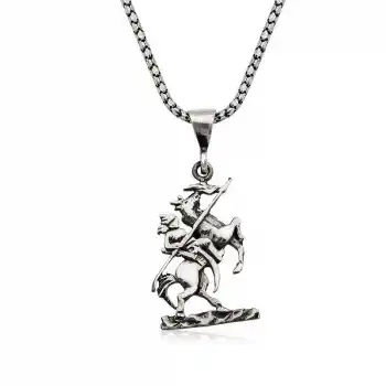 Gümüş Göktürk Süvarisi Kolye