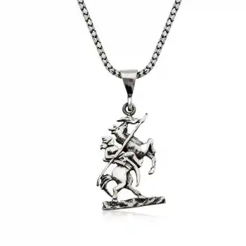 Gümüş Göktürk Süvarisi Kolye