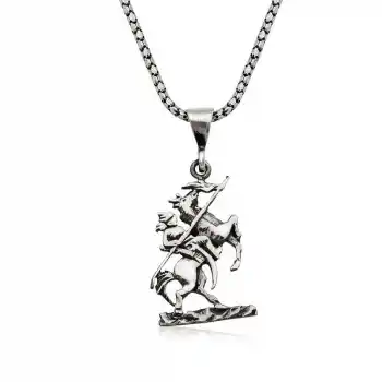 Gümüş Göktürk Süvarisi Kolye