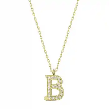 Gümüş Gold B Harfi Kadın Kolye
