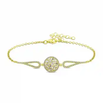 Gümüş Gold Baget Taşlı Bileklik