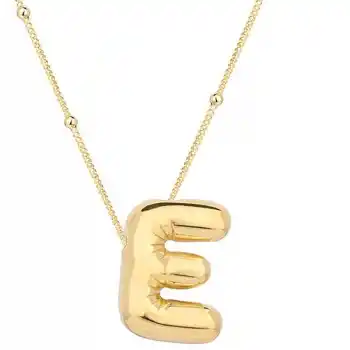 Gümüş Gold Balon E Harfi Kadın Kolye