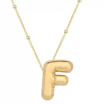 Gümüş Gold Balon F Harfi Kadın Kolye
