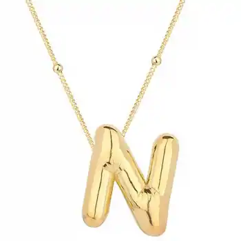 Gümüş Gold Balon N Harfi Kadın Kolye