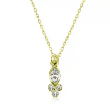 Gümüş Gold Çiğ Damlası Mekik Tektaş Bayan Kolye