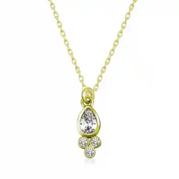 Gümüş Gold Çiğ Damlası Tektaş Bayan Kolye