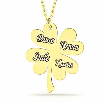 Gümüş Gold Dört Yaprak İsimli Yonca Bayan kolye