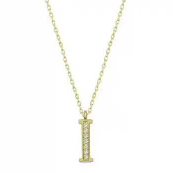 Gümüş Gold I Harfi Kadın Kolye