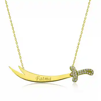 Gümüş Gold İsimli Zülfikar Kılıcı Bayan Kolye