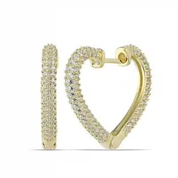 Gümüş Gold Kalp Kadın Küpe