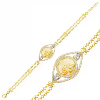 Gümüş Gold Kaplama Tuğralı Kadın Bileklik