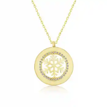 Gümüş Gold Kar Tanesi Bayan Kolye