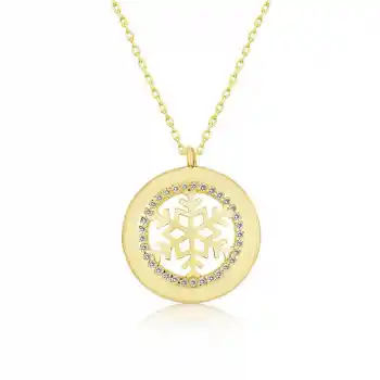 Gümüş Gold Kar Tanesi Bayan Kolye