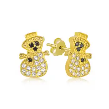 Gümüş Gold Kardan Adam Kadın Küpe