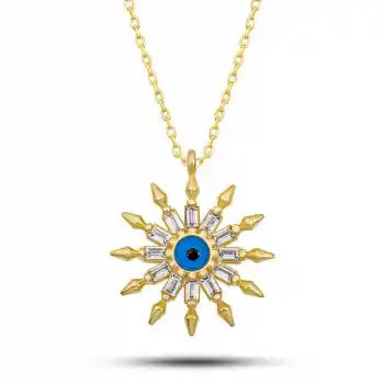 Gümüş Gold Koruyucu Göz Güneş Kadın Kolye
