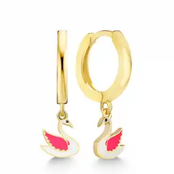 Gümüş Gold Kuğu Sallantılı Kadın Küpe