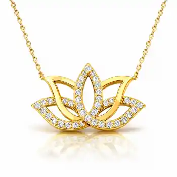 Gümüş Gold Lotus Çiçeği Kadın Kolye