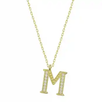 Gümüş Gold M Harfi Kadın Kolye