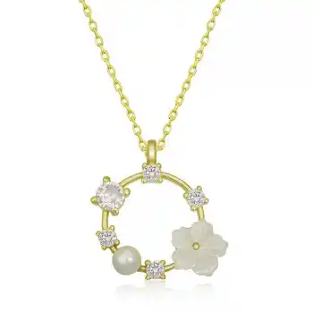 Gümüş Gold Manolya Çiçeği Kadın Kolye