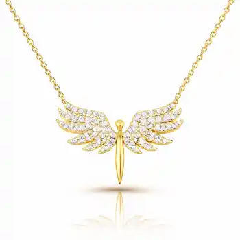 Gümüş Gold Mikail Meleği Bayan Kolye