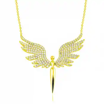 Gümüş Gold Mikail Meleği Kadın Kolye