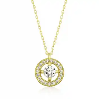 Gümüş Gold Minimal Yuvarlak Tektaş Kadın Kolye