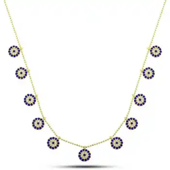 Gümüş Gold Nazarlı Şans Kadın Kolye