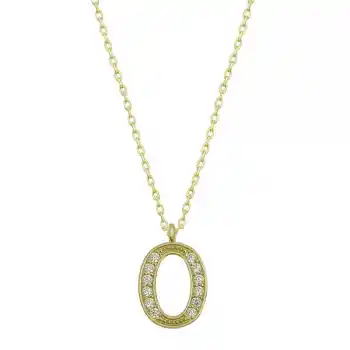 Gümüş Gold O Harfi Kadın Kolye