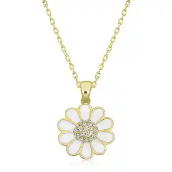 Gümüş Gold Papatya Kadın Kolye