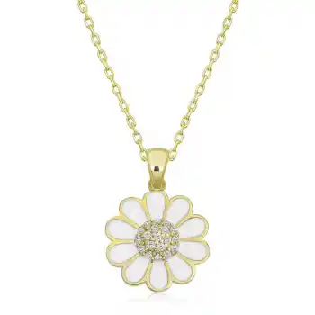 Gümüş Gold Papatya Kadın Kolye