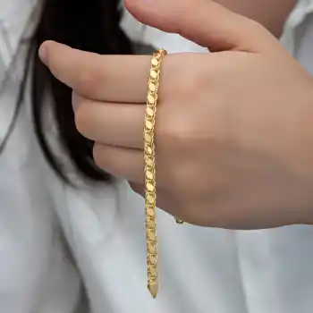 Gümüş Gold Pullu Zincir Kadın Bileklik