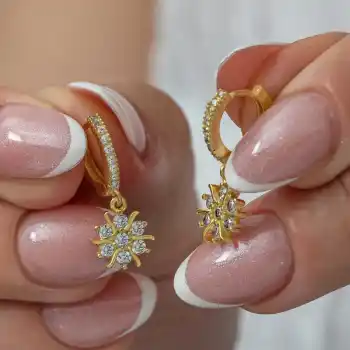 Gümüş Gold Sallantılı Güneş Kadın Küpe